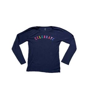 Gap Women's T-Shirt Navy Blue Size L S Cotton Modal Favorite CELEBRATE